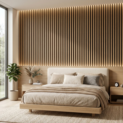 Wood Slat Acoustic Wall – 270 × 110 cm