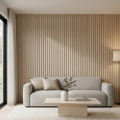 Wood Slat Acoustic Wall – 270 × 110 cm